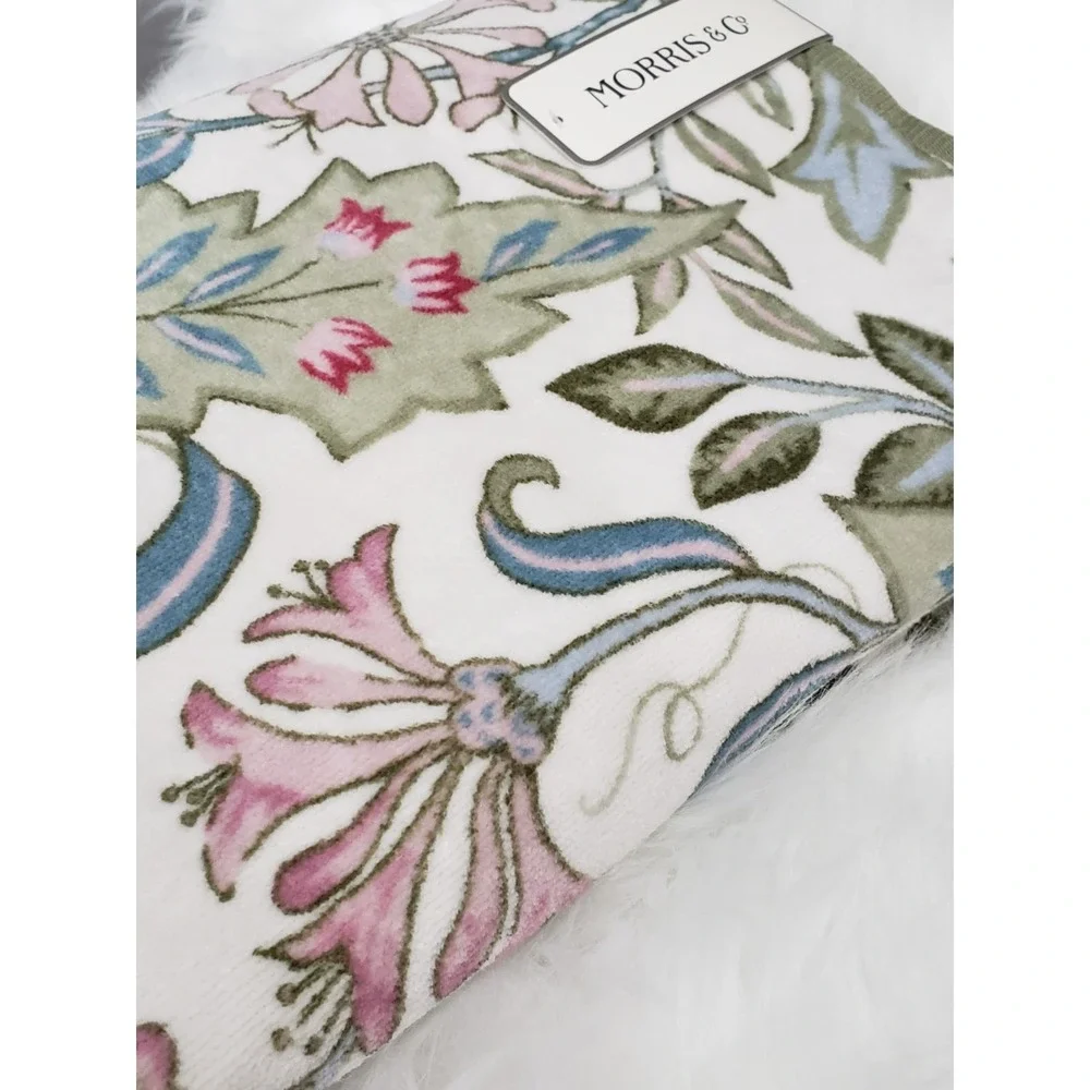 NEW 1 BATH TOWEL Morris & Co WILHELMINA Floral Cotton Velour 30x54